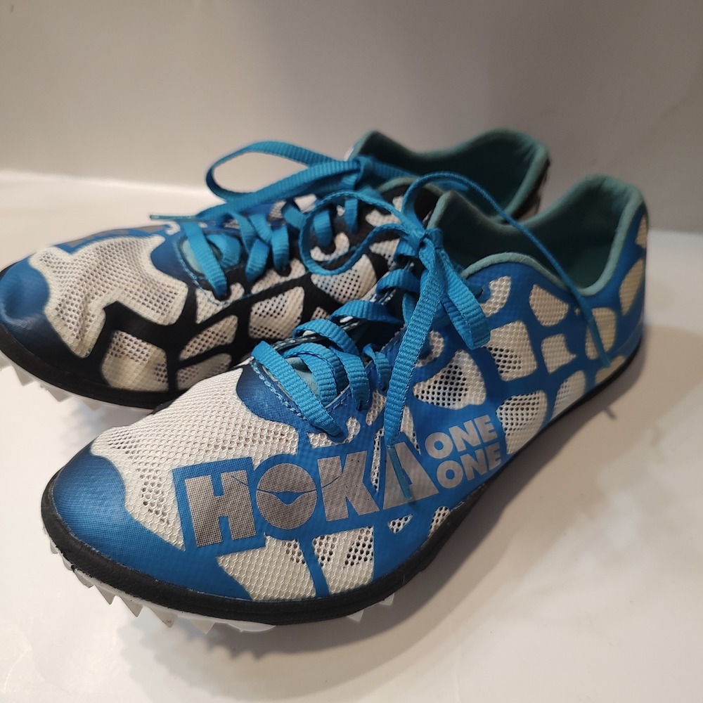 HOKA One One W Rocket LD Track Field Spikes Shoes Blue Black White Women Sz 7